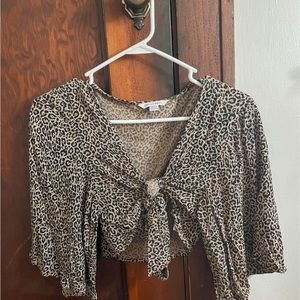 American Eagle Cheetah Print Front Tie Crop Top